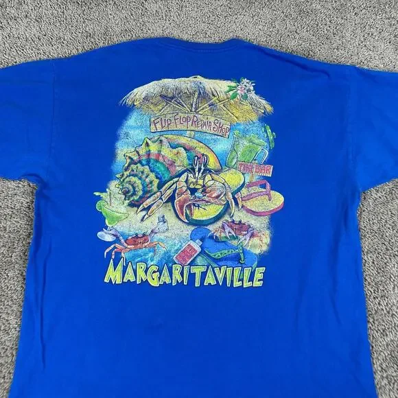 Margaritaville Shirt Mens Extra Large Blue Flip Flop Repair Shop Short Sleeve - Picture 3 of 11